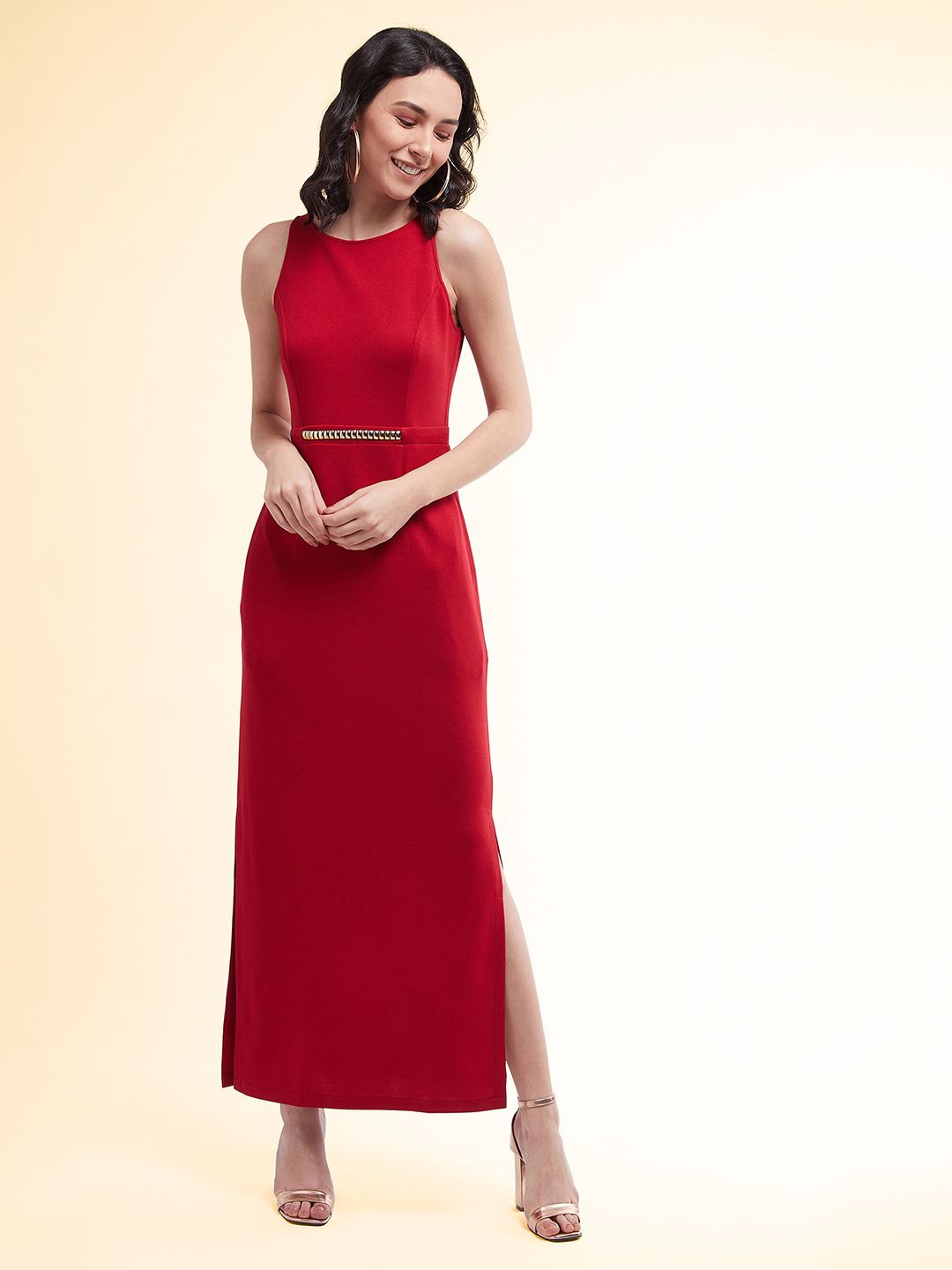 

Mast & Harbour Women Georgette Maxi Dress, Red
