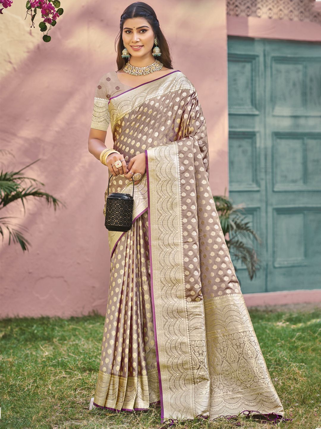 

SANGAM PRINTS Floral Print Banarasi Saree, Fuchsia