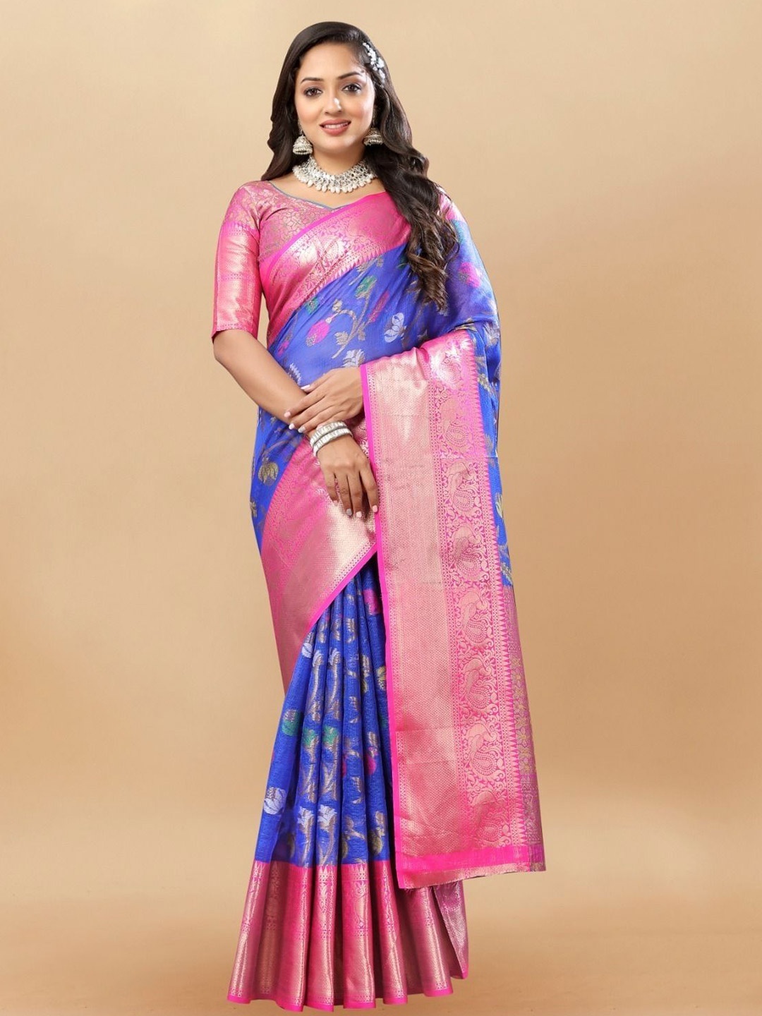 

Upalksh Woven Design Zari Paithani Saree, Blue