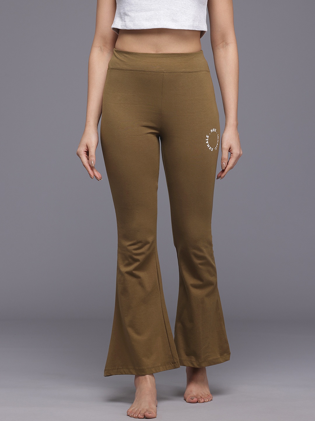 

HRX by Hrithik Roshan Women Flared Yoga Tights, Brown