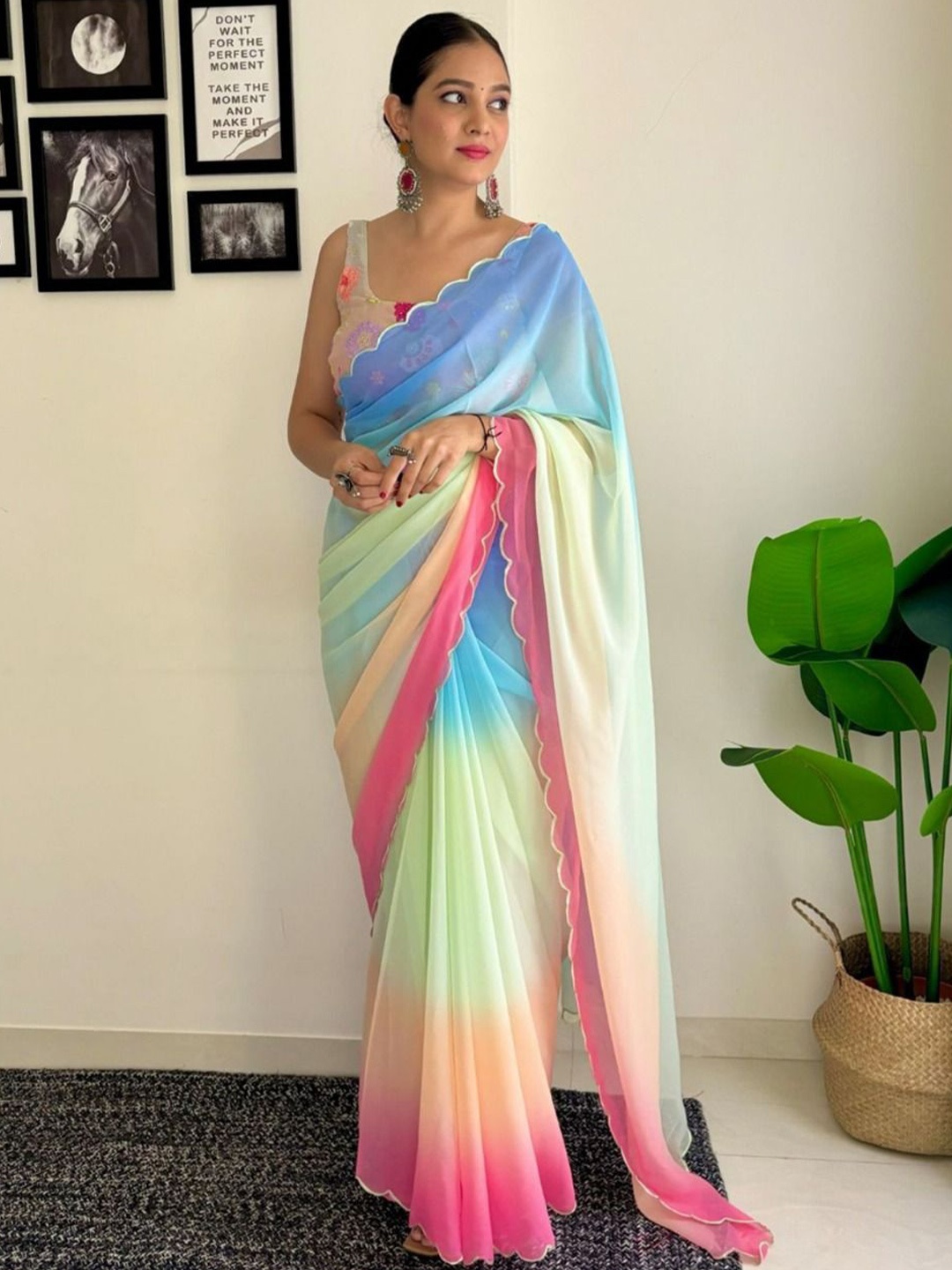 

Anouk Ombre PrintedSaree, Blue