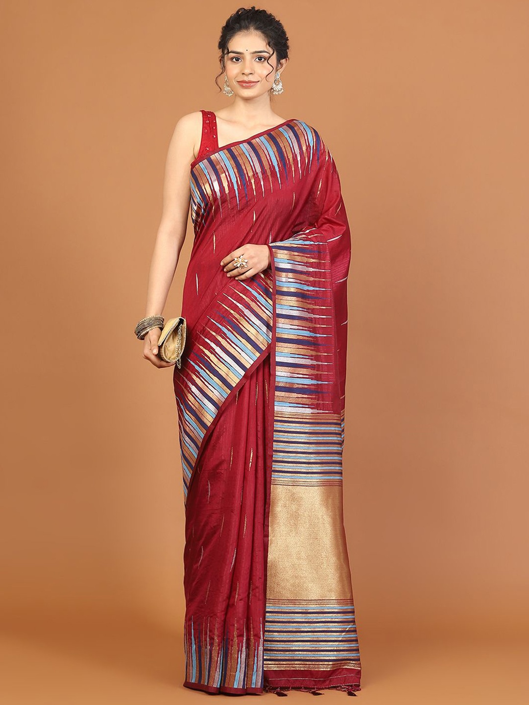 

Meena Bazaar Art Silk Saree, Burgundy