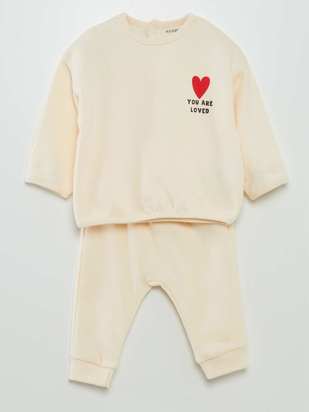 

KIABI Girls Printed Round Neck Sweatshirt With Jogger, Cream