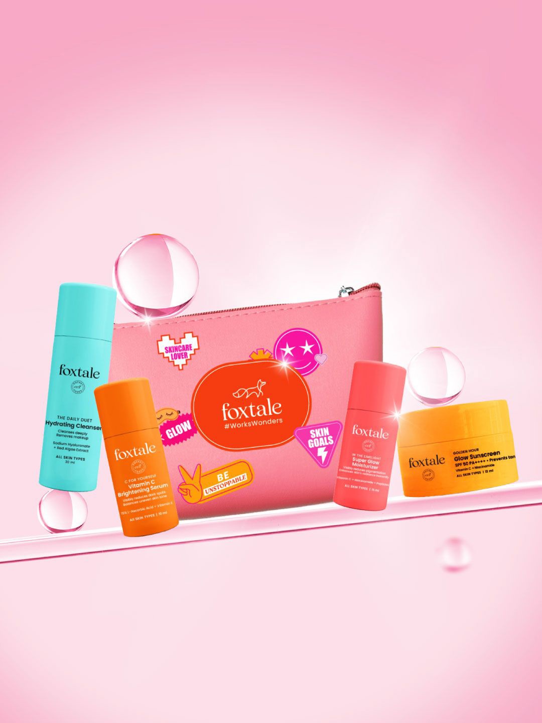 

FoxTale On the Glow Brightening & Hydrating Skincare Travel Kit, Pink