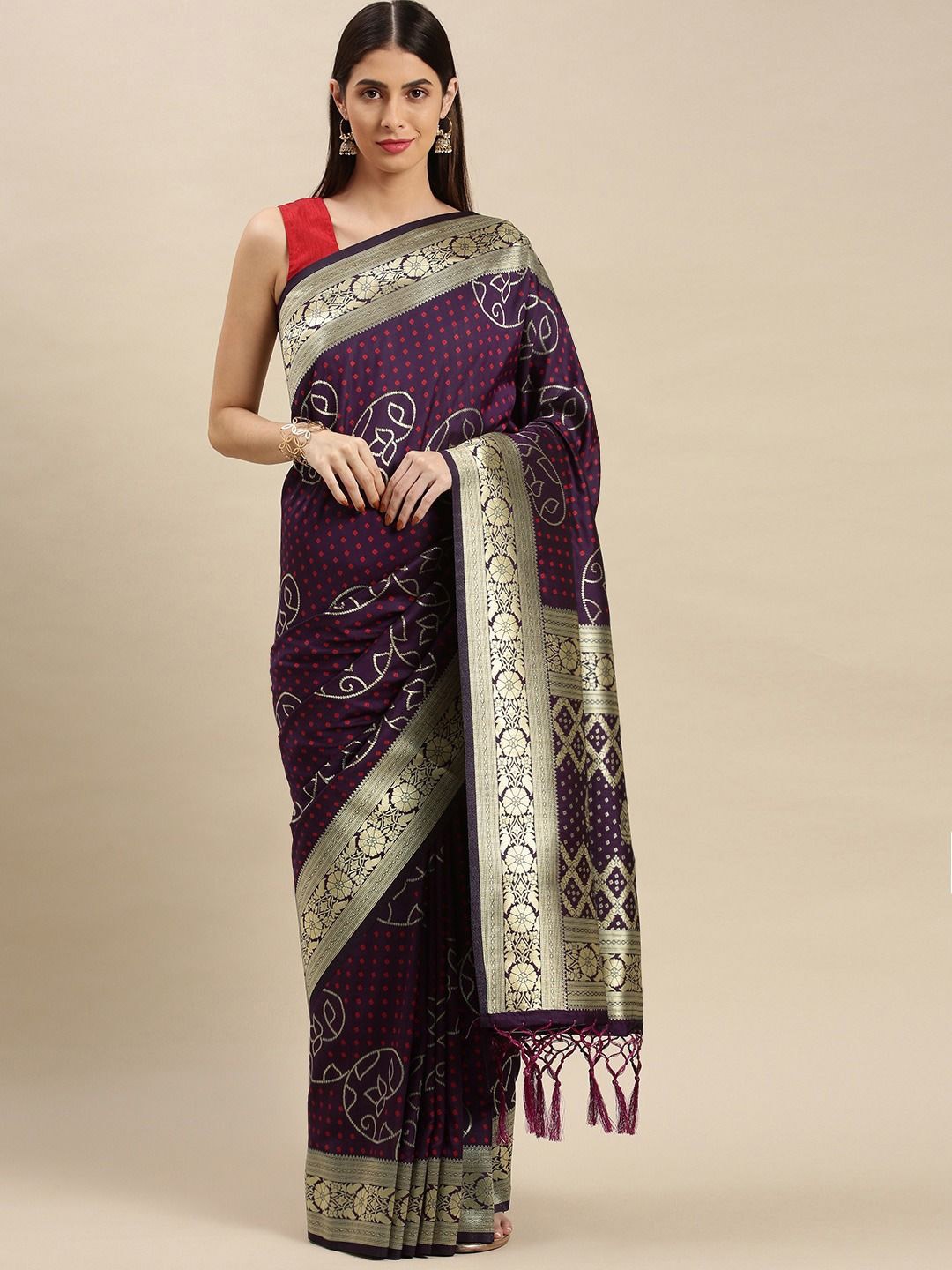 

flaher Woven Design Art Silk Designer Banarasi Saree, Purple