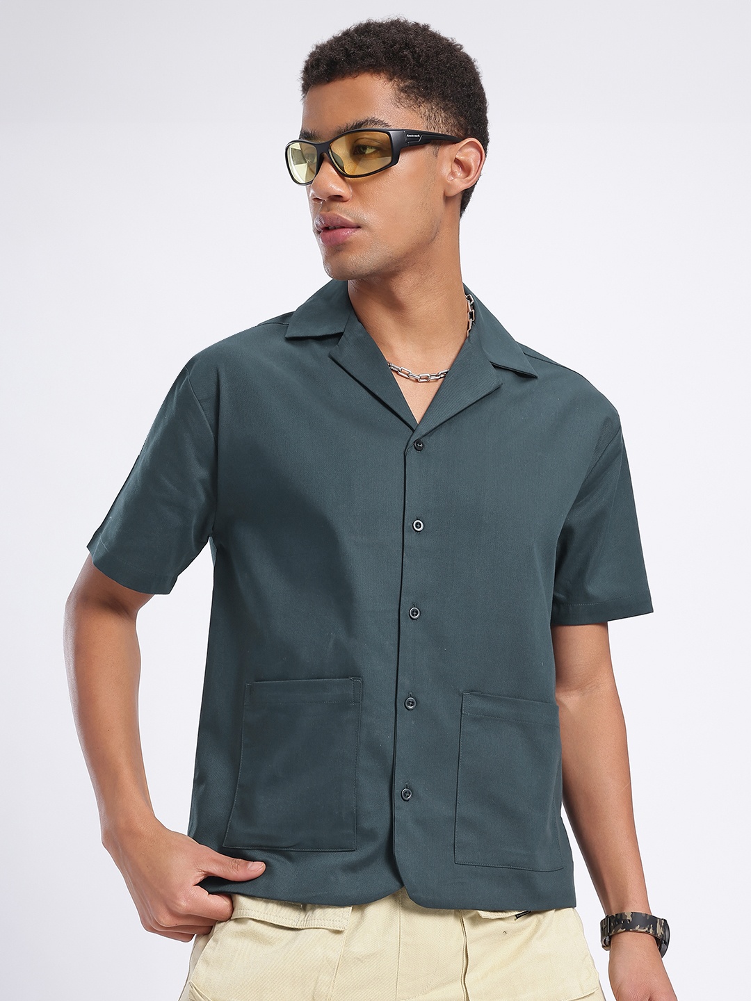 

glitchez Utility Usage Oversized Shirt, Navy blue