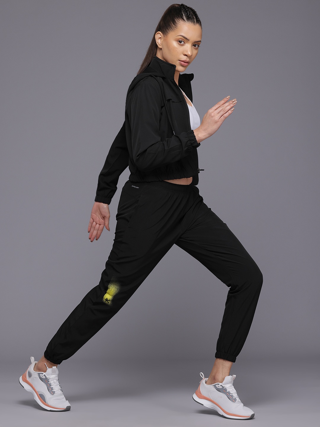 

HRX by Hrithik Roshan Hooded Running Tracksuits, Black
