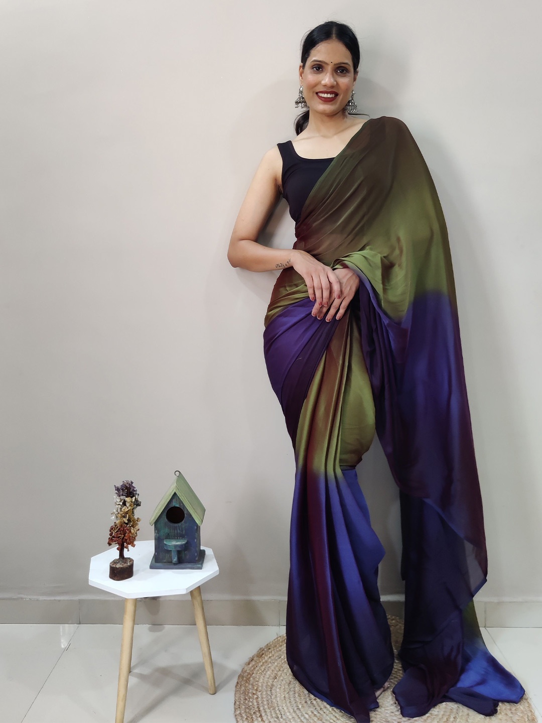 

Upalksh Colourblocked Kota Saree, Green