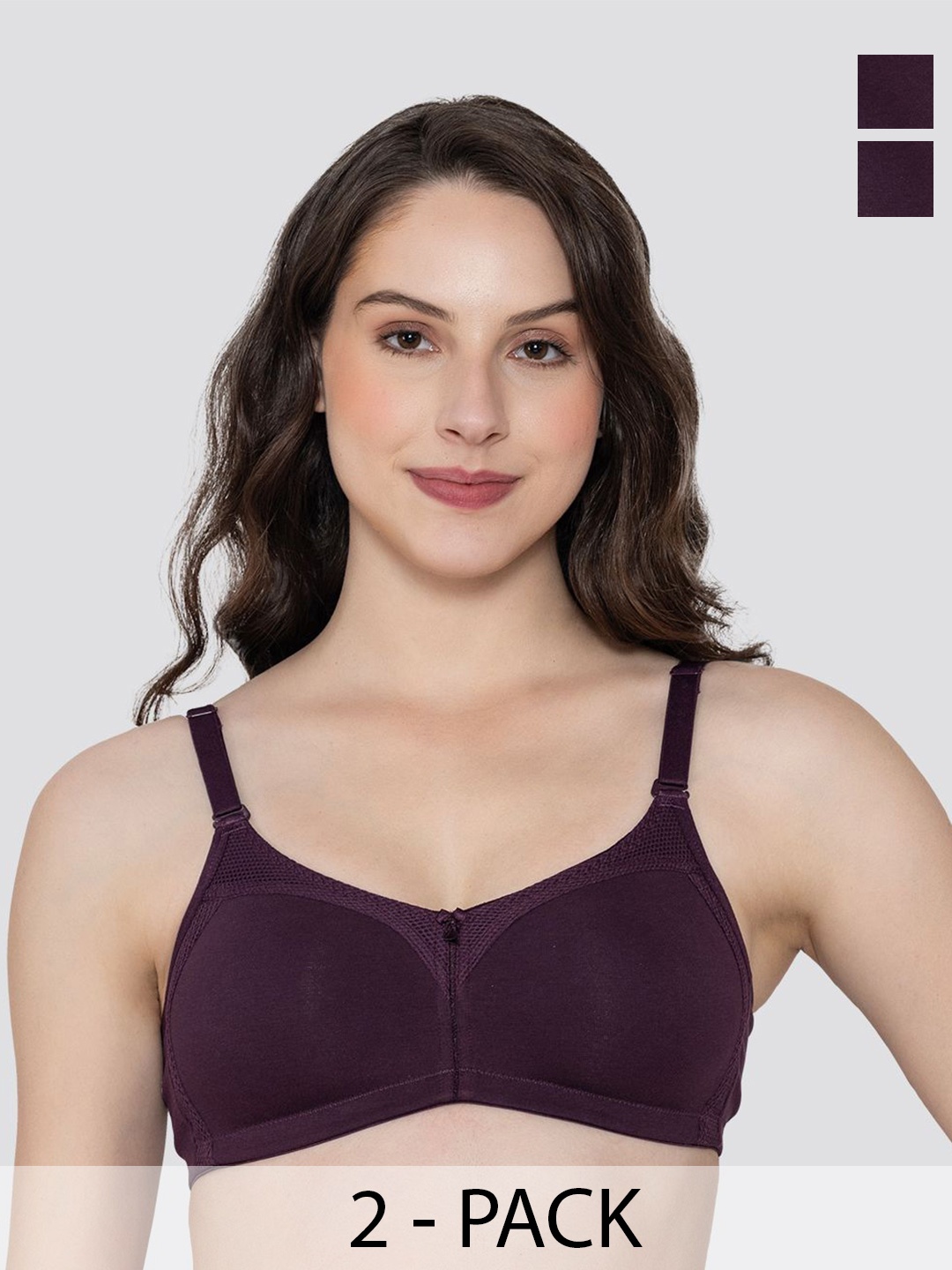 

K LINGERIE Pack of 2 Moody Non Padded Everyday Bra, Burgundy