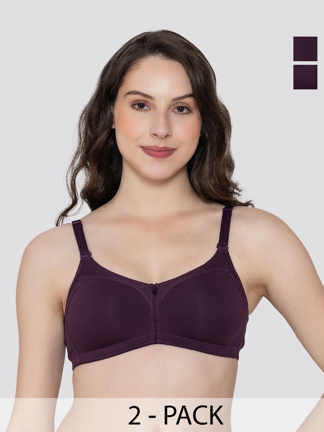 

K LINGERIE Pack of 2 Moody Non Padded Everyday Bra, Burgundy