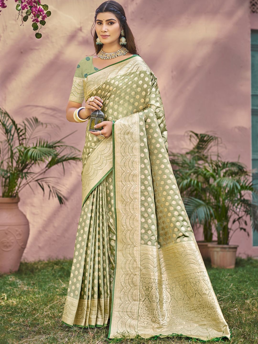 

SANGAM PRINTS Banarasi Saree, Sea green