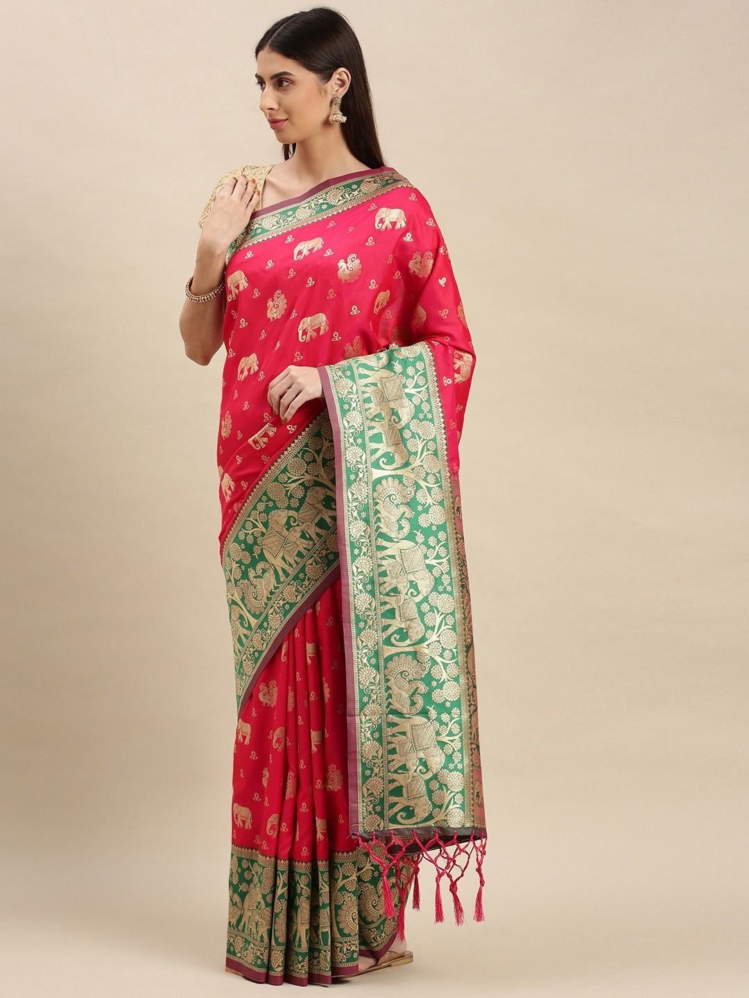 

flaher Zari Banarasi Saree, Pink