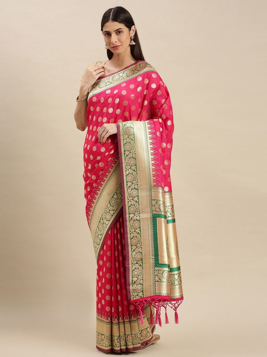 

flaher Woven Design Banarasi Saree, Pink