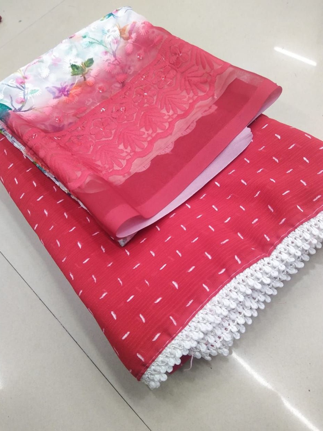 

BAESD Ethnic Motifs Pure Georgette Saree, Pink