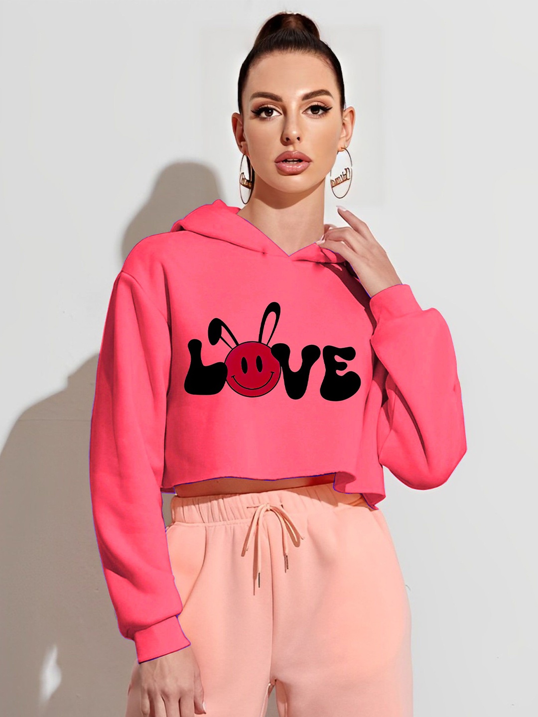 

Kushi Flyer Women Printed Hooded Sweatshirt, Pink