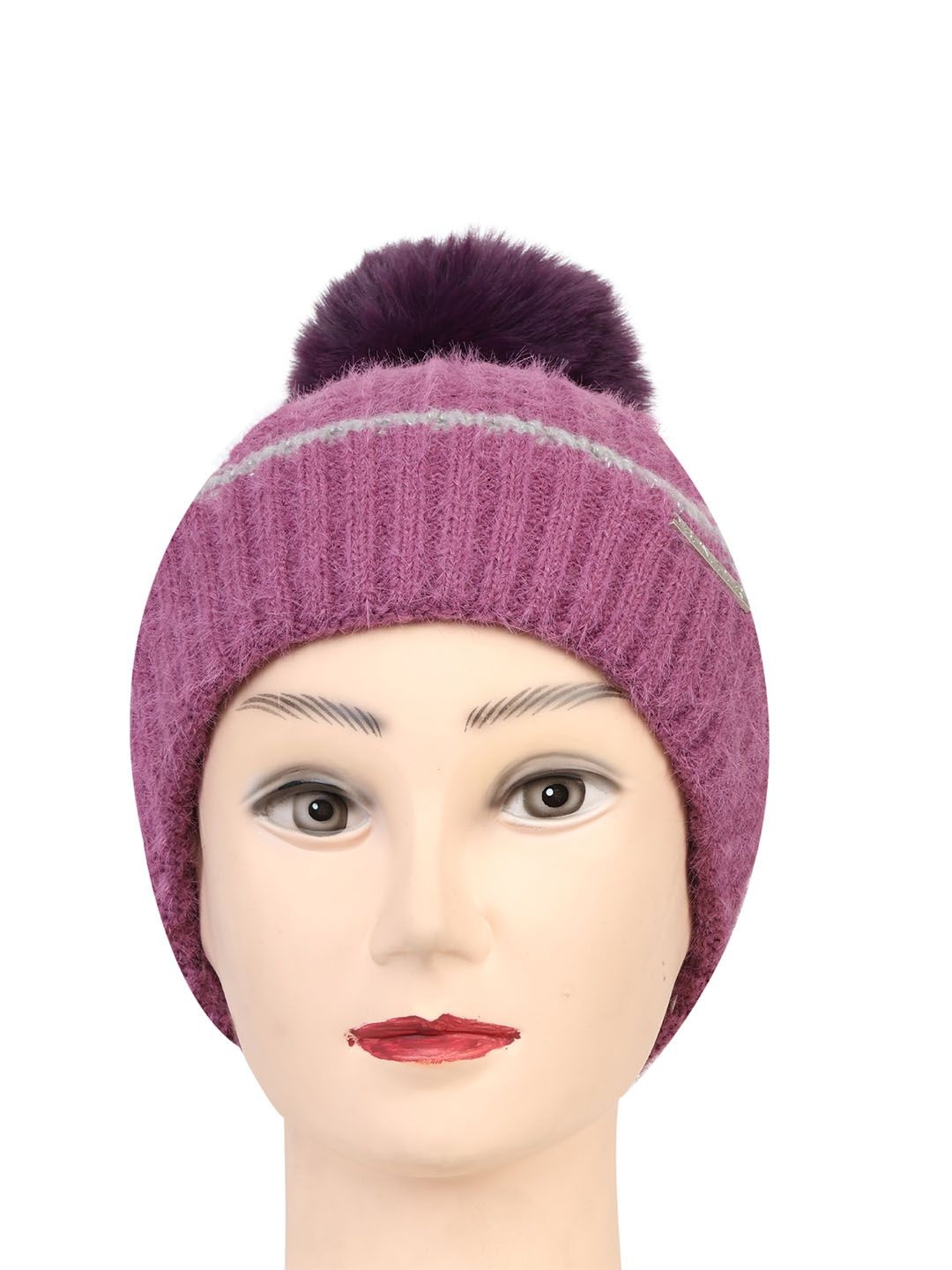 

Bonjour Women Solid Woollen Beanie, Purple