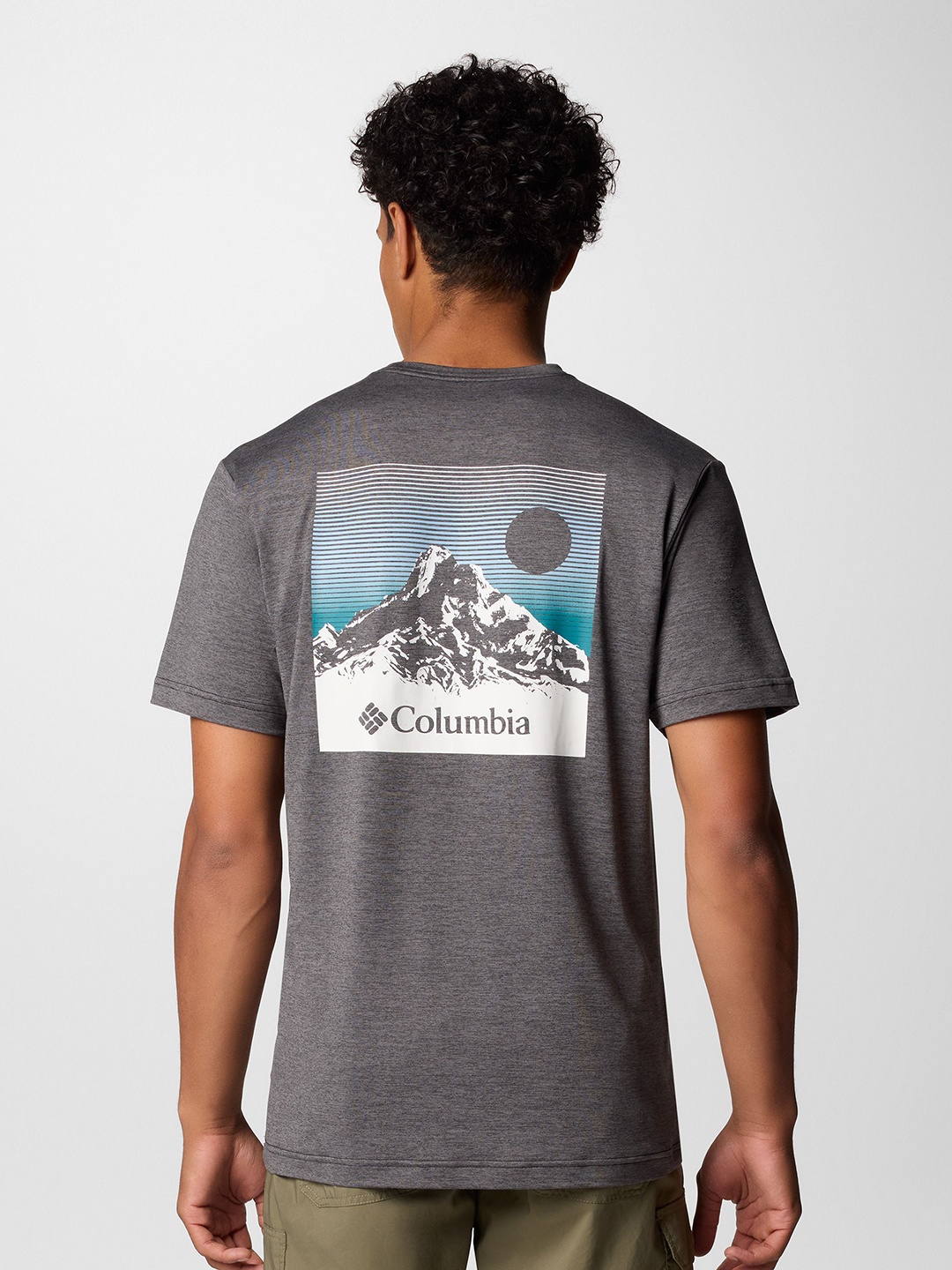 

Columbia Men Graphic Printed Round Neck Slim Fit Casual T-shirt, Grey