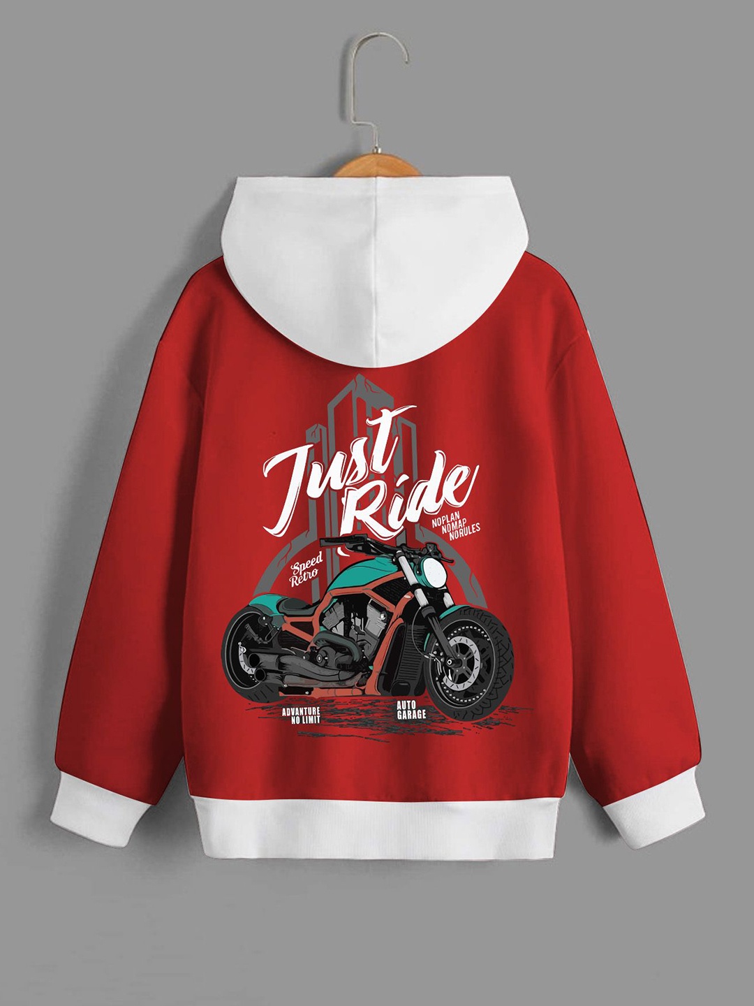 

Dagcros Boys Printed Hooded Sweatshirt, Red