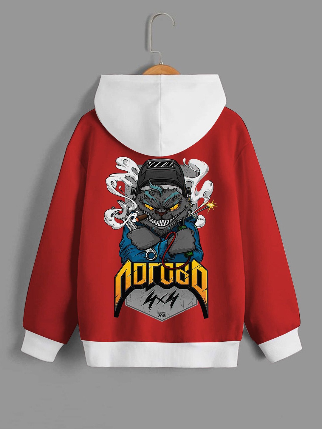 

Dagcros Boys Printed Hooded Sweatshirt, Red