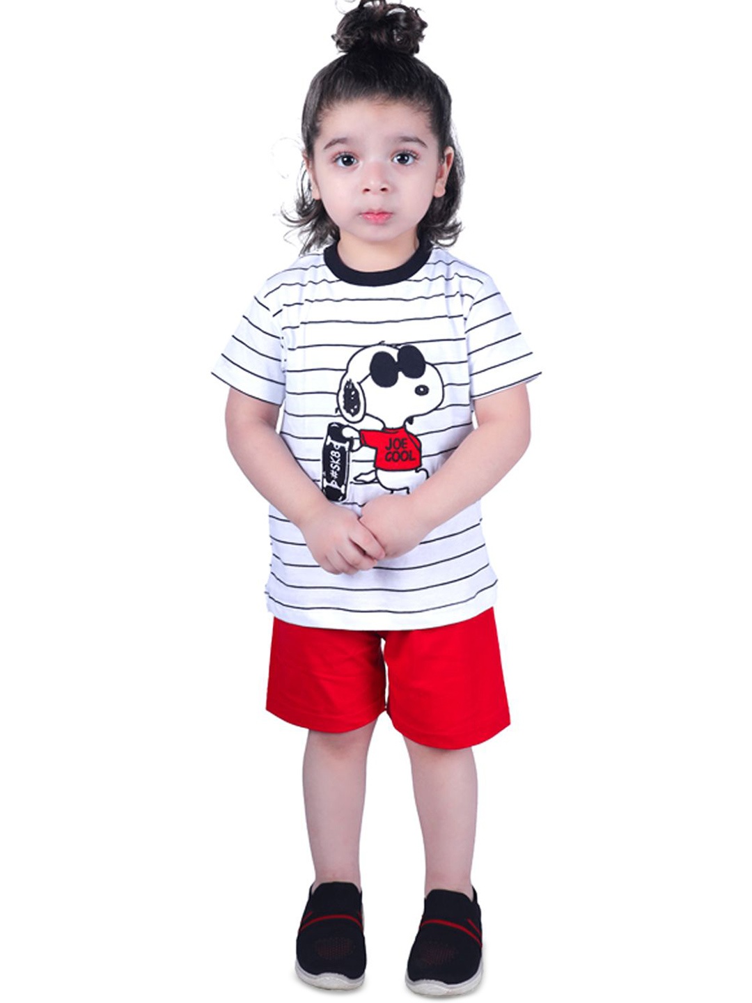 

BILLYBALL Kids Snoopy Printed Pure Cotton T-Shirt With Shorts, White