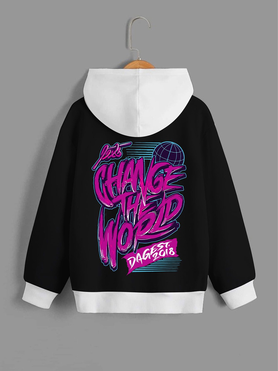 

Dagcros Boys Printed Hooded Sweatshirt, Black