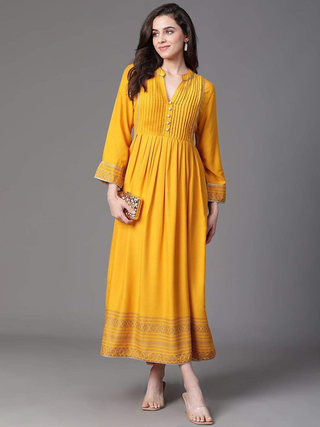 

VEGAL Fit & Flare Dress, Mustard