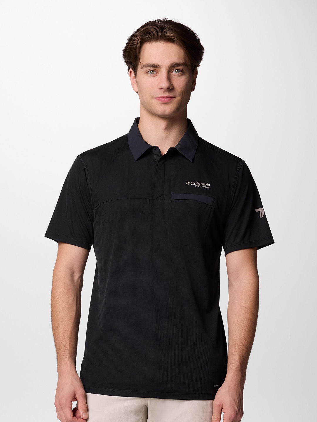 

Columbia Men Self Design Polo Collar Casual T-shirt, Black