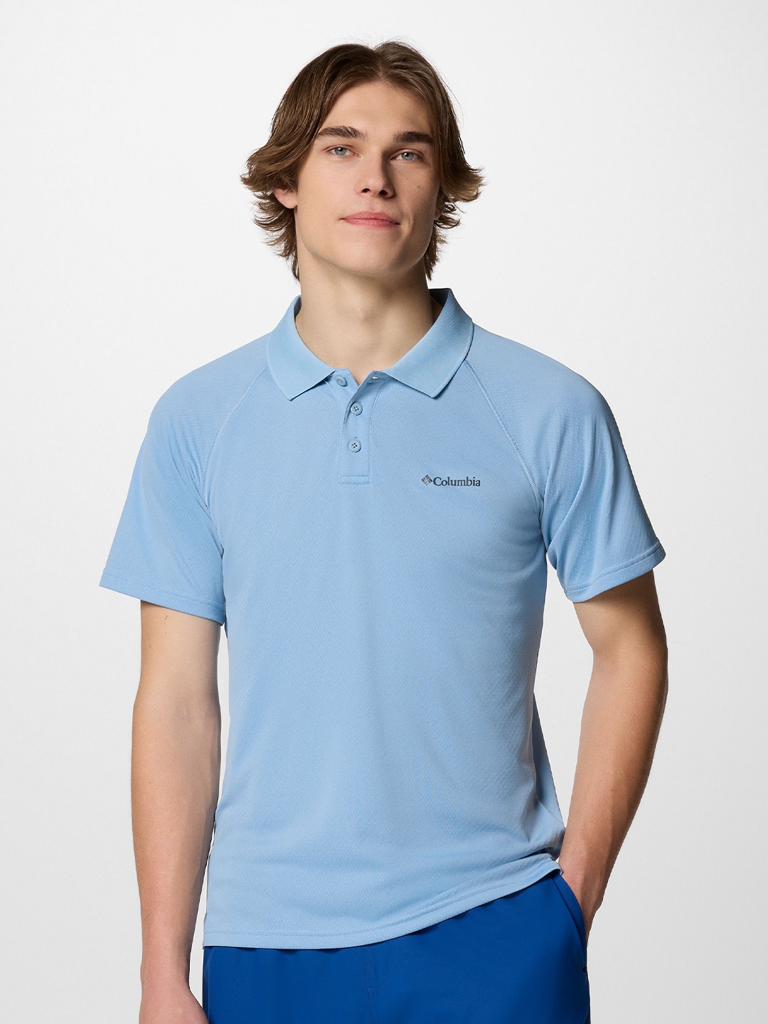 

Columbia Men Slim Fit Solid Polo Collar Casual T-shirt, Blue