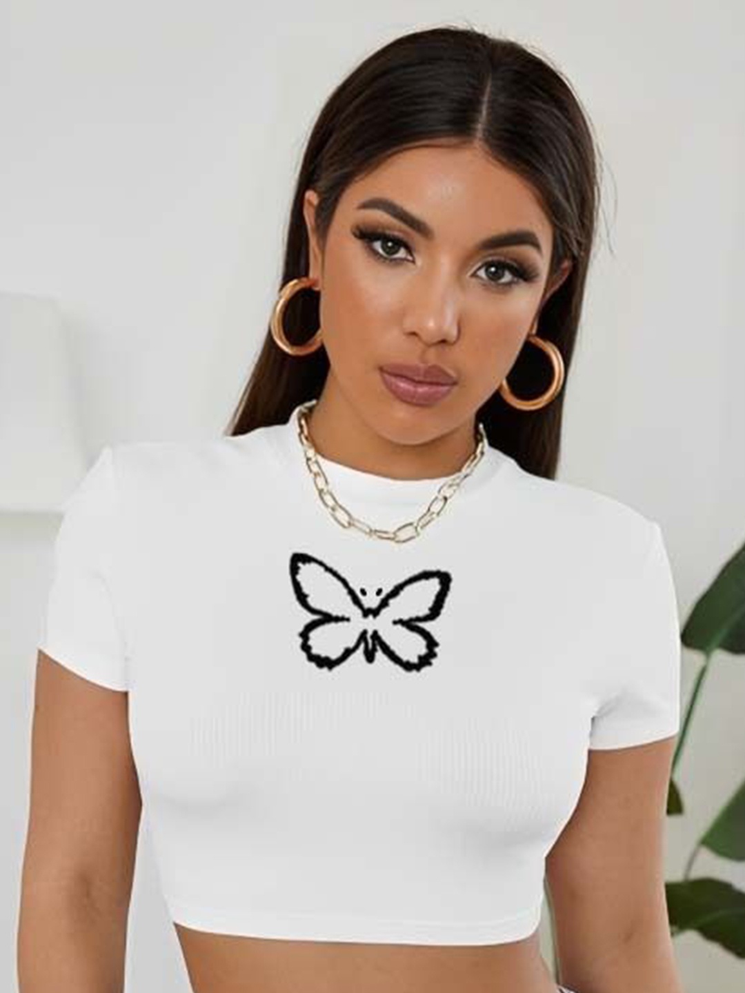 

sollobell Print Cotton Tank Crop Top, White