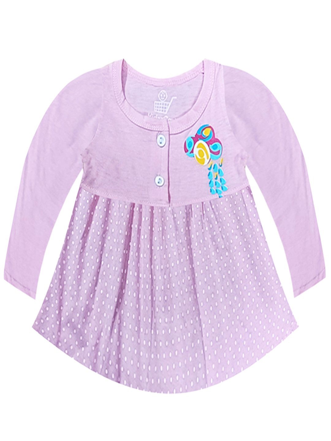 

KidzzCart Girls Cotton Polka Dot Printed Fit & Flare Dress, Pink