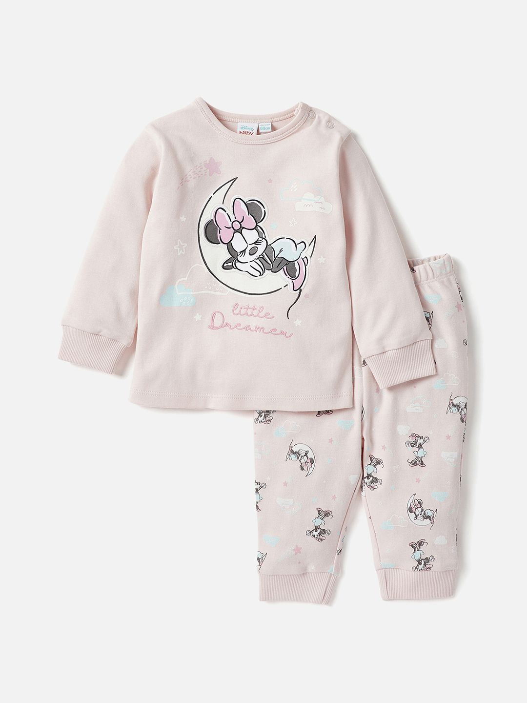 

Juniors by Babyshop Girls Minnie Mouse Printed Pure Cotton Sweatshirt With Joggers, Pink