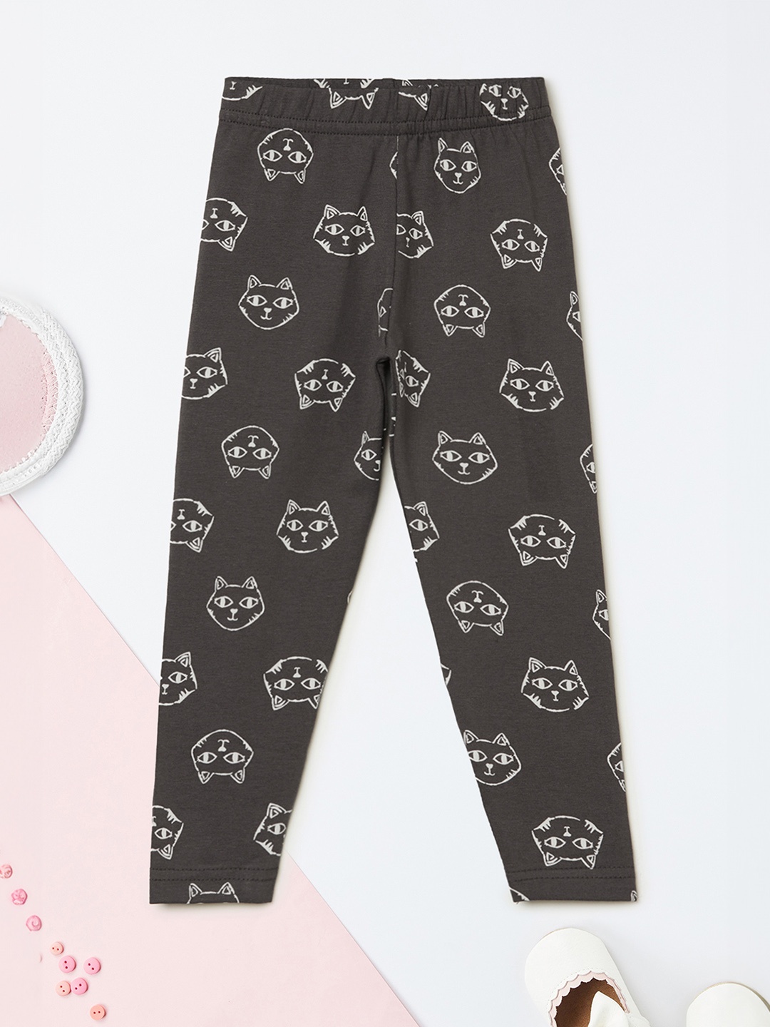 

max Printed Mid-Rise Ankle-Length Leggings, Grey