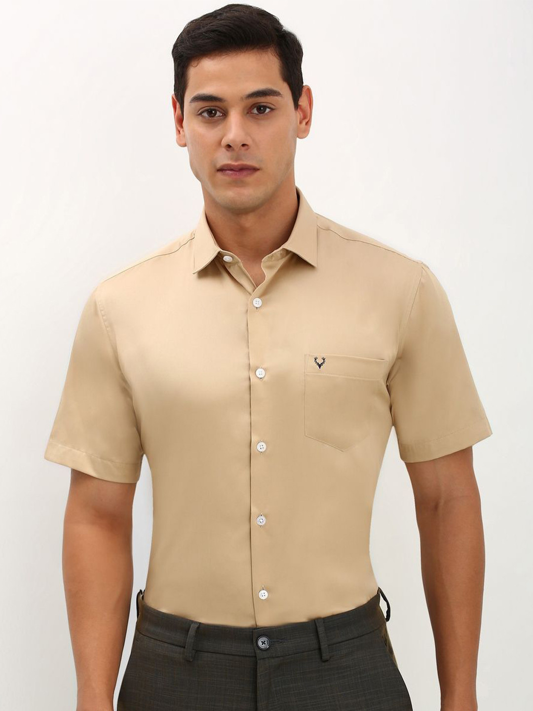 

Allen Solly Men Slim Fit Opaque Formal Shirt, Khaki