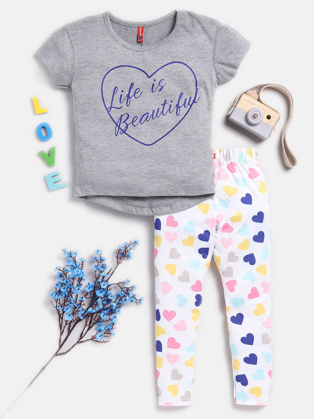 

Here&Now X Game Begins Girls Printed Clothing Set, Grey