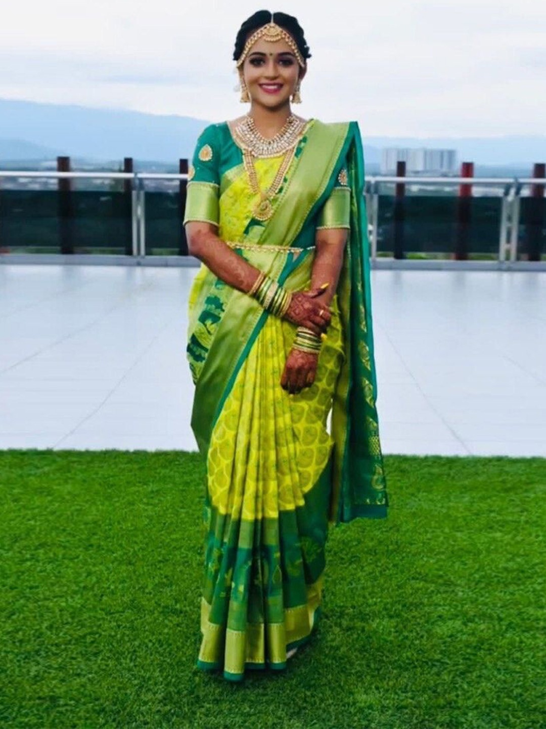 

Upalksh Woven Design Pure Silk Kanjeevaram Saree, Green