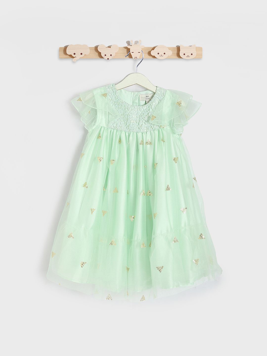 

Juniors by Babyshop Girls Embellished Cotton A-Line Knee Length Dress, Green