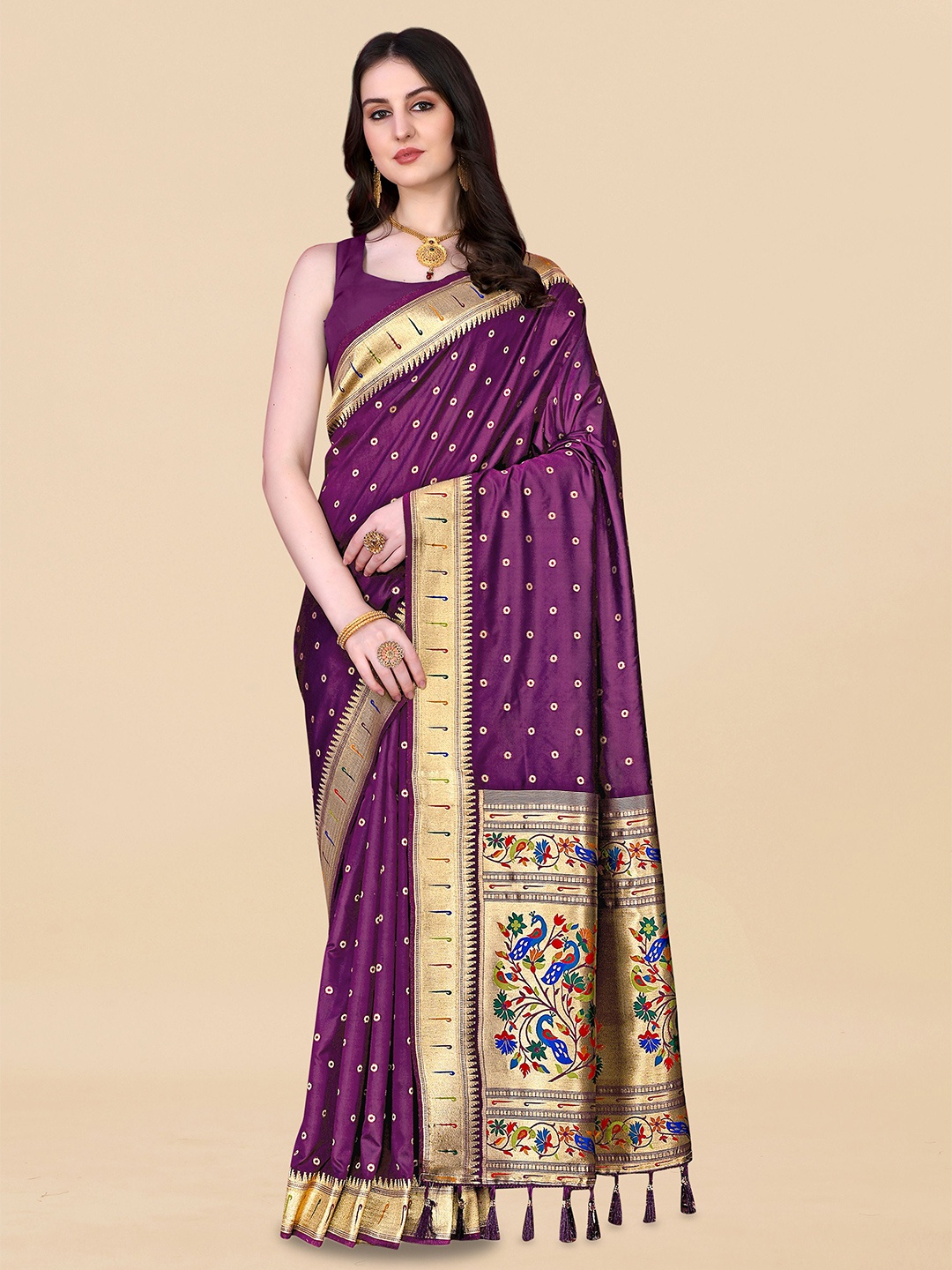 

Upalksh Woven Design Zari Pure Silk Banarasi Saree, Purple