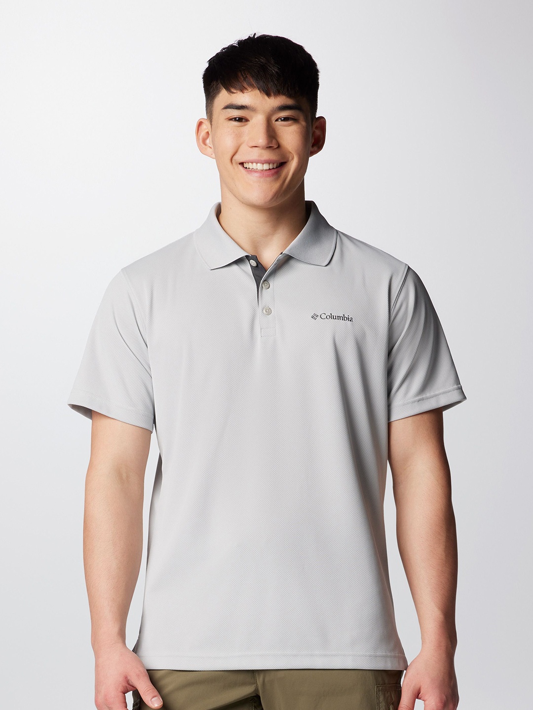 

Columbi Men Polo Collar Solid Casual T-shirt, Grey