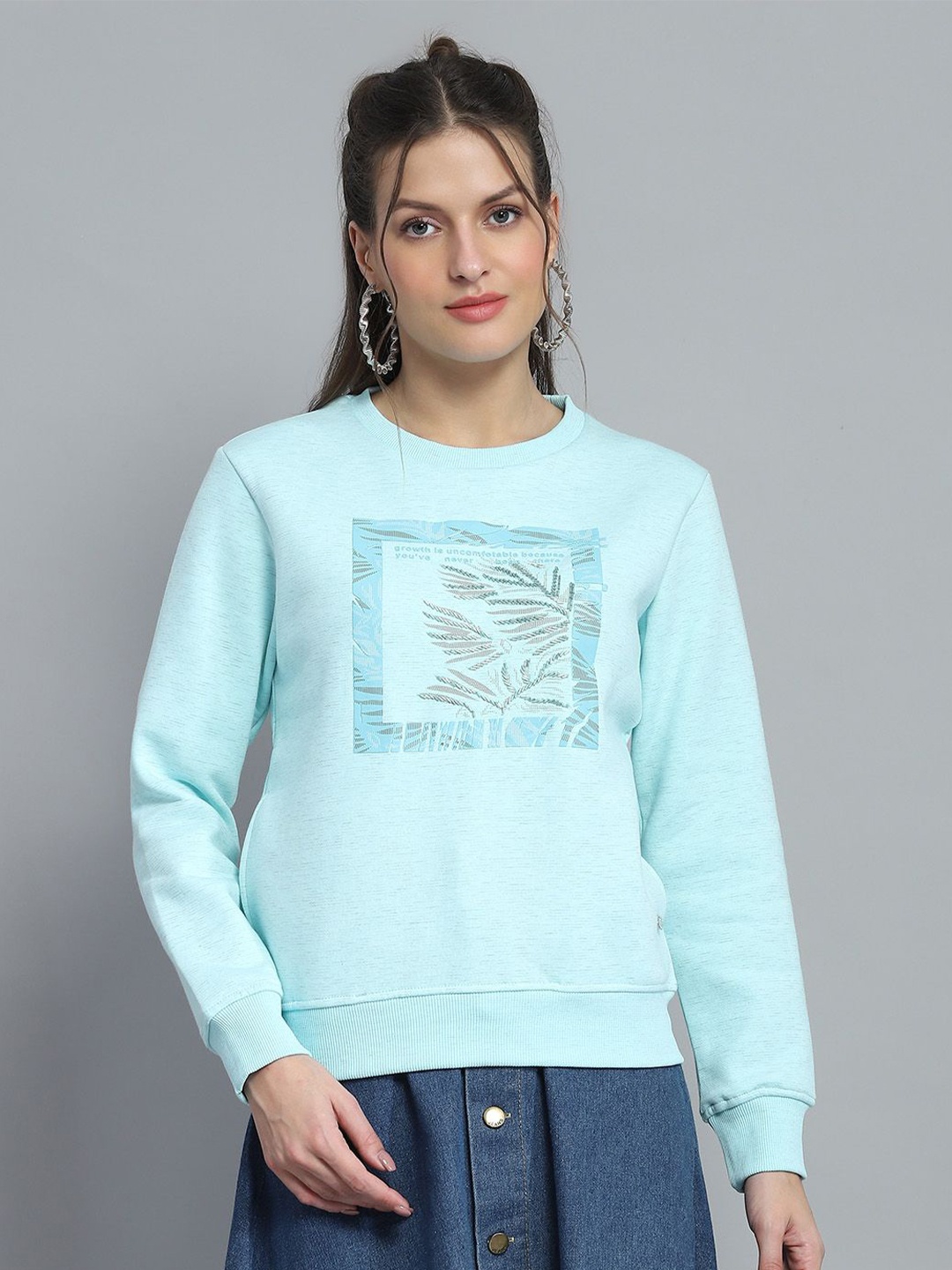 

Monte Carlo Women Embellished Printed Sweatshirt, Blue