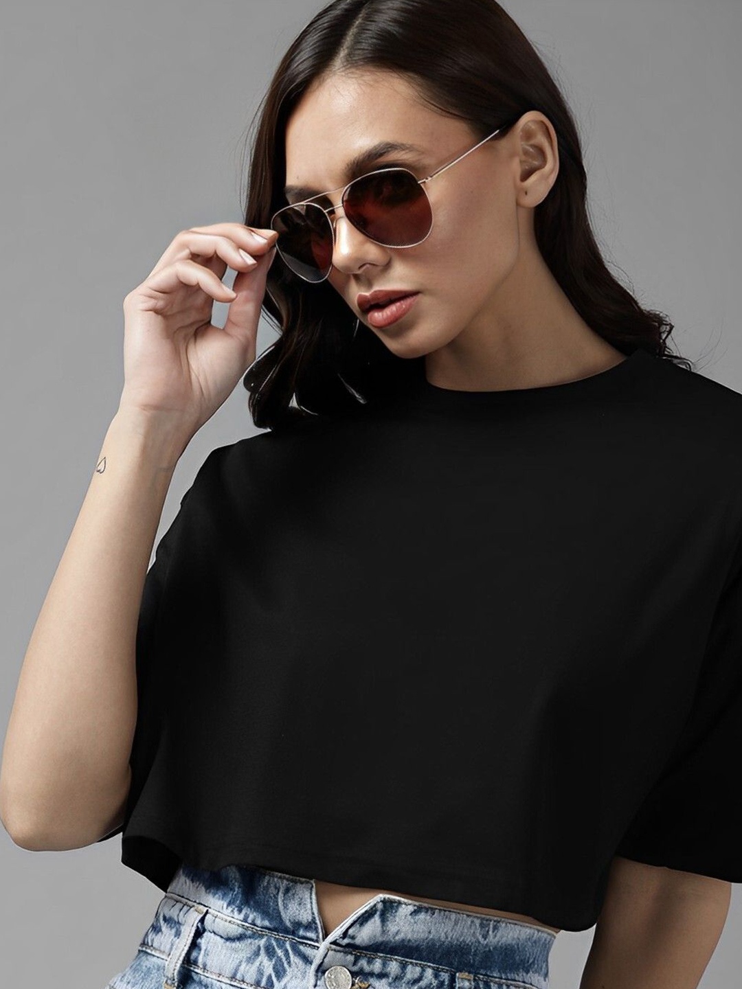 

sollobell Cotton Crop Top, Black