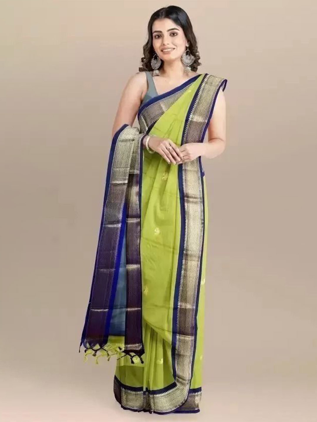 

Upalksh Ethnic Motifs Zari Paithani Saree, Green