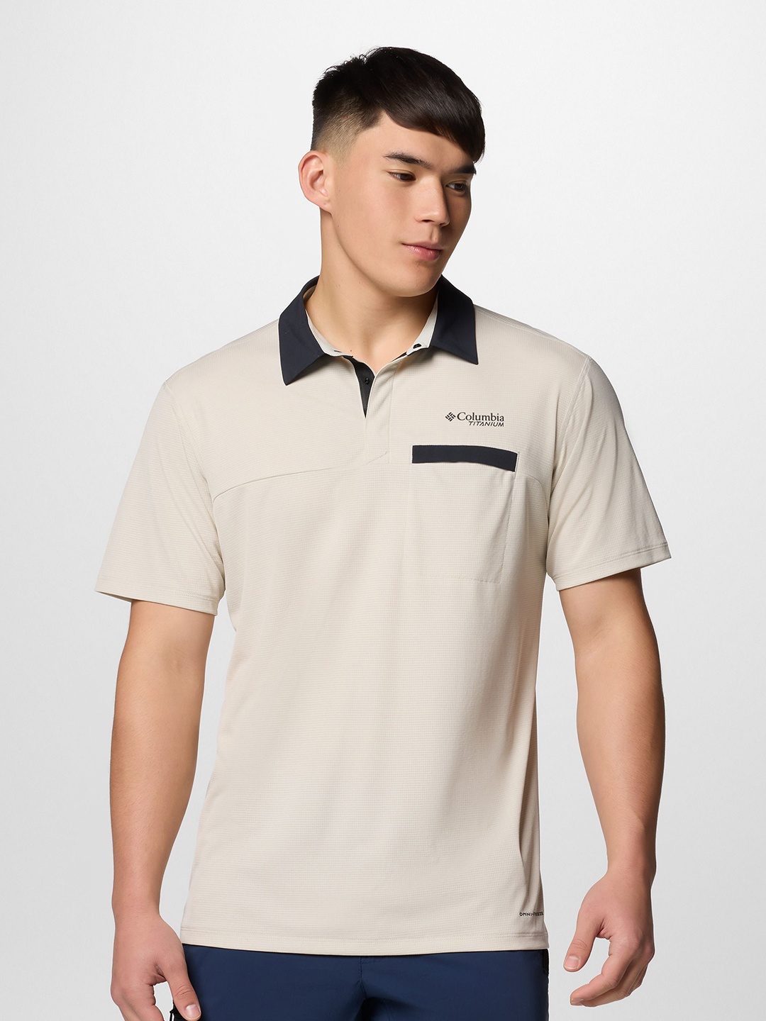 

Columbia Men Slim Fit Self Design Polo Collar Casual T-shirt, Grey