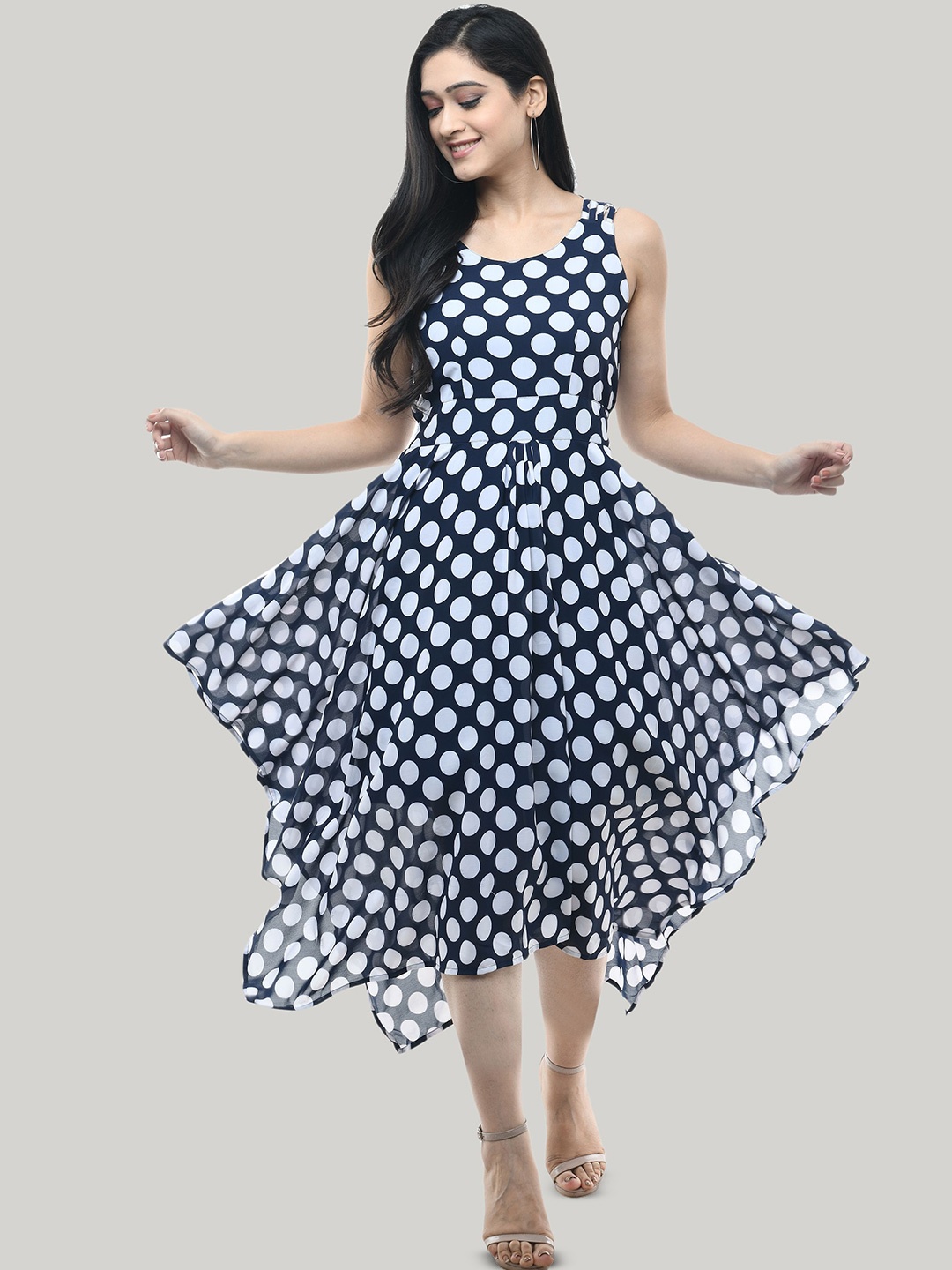 

SHAHVEER CREATION Women Printed Fit & Flare Midi Dress, Blue