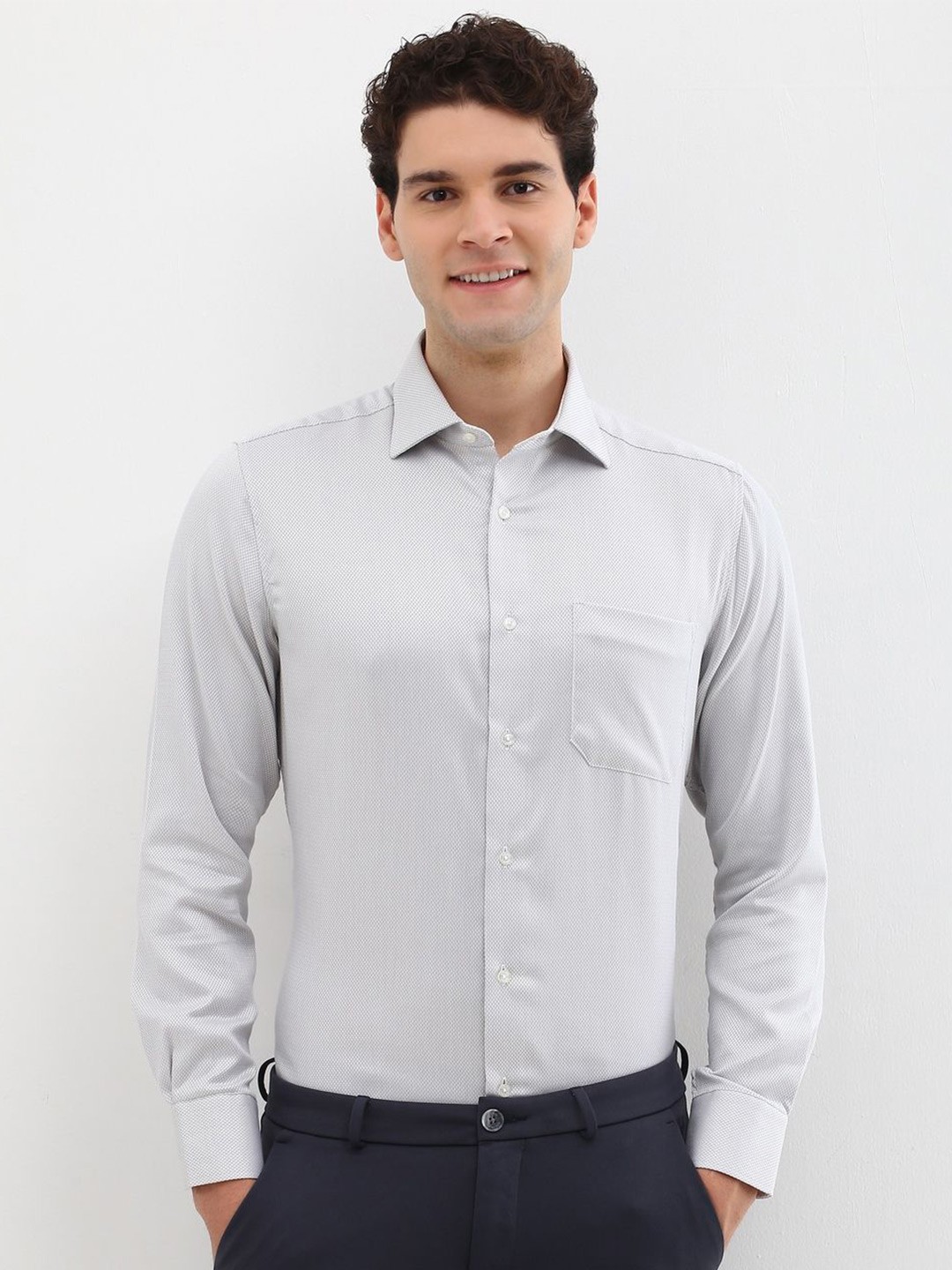 

Allen Solly Sport Men Self Design Cotton Formal Shirt, Grey