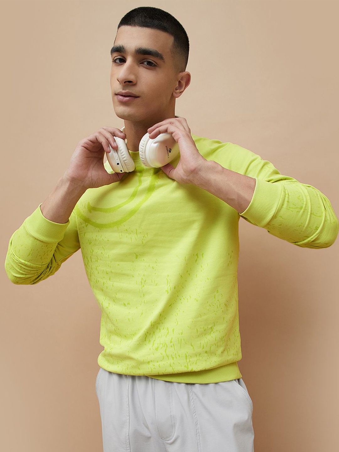 

SmileyWorld Men Printed Cotton Sweatshirt, Green