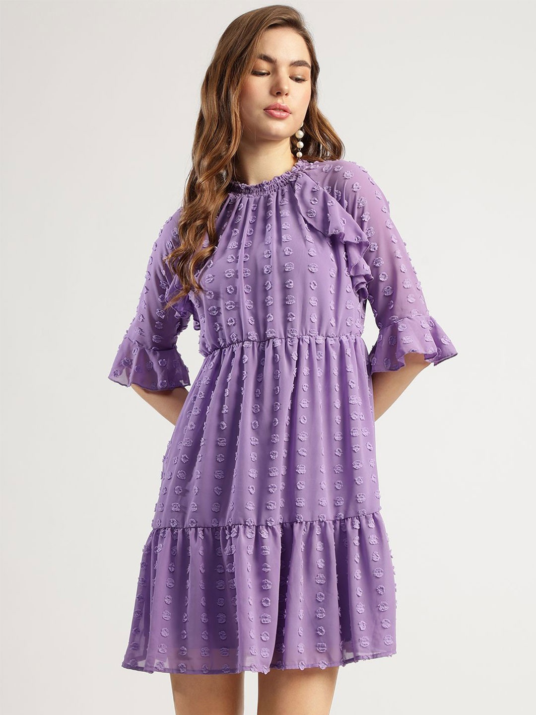 

T TRYON ULTIMATE Georgette Fit & Flare Dress, Lavender