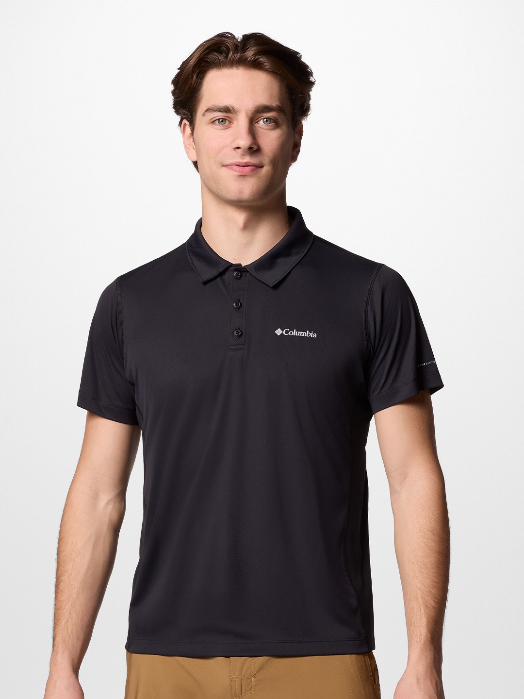 

Columbia Men Solid Slim Fit Polo Collar Casual T-shirt, Black