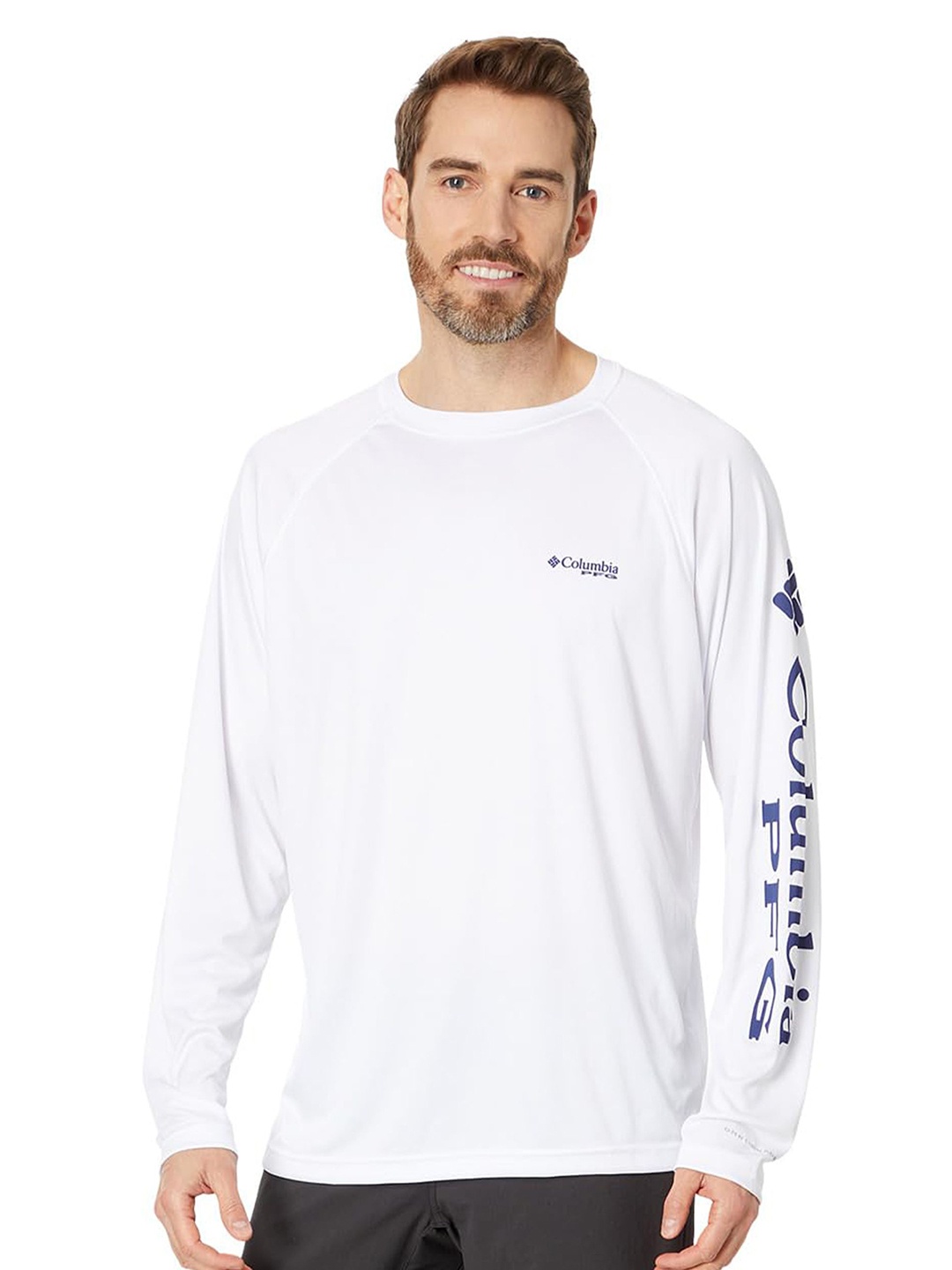 

Columbia Men Brand Logo Printed Round Neck Relaxed Fit Casual T-shirt, White