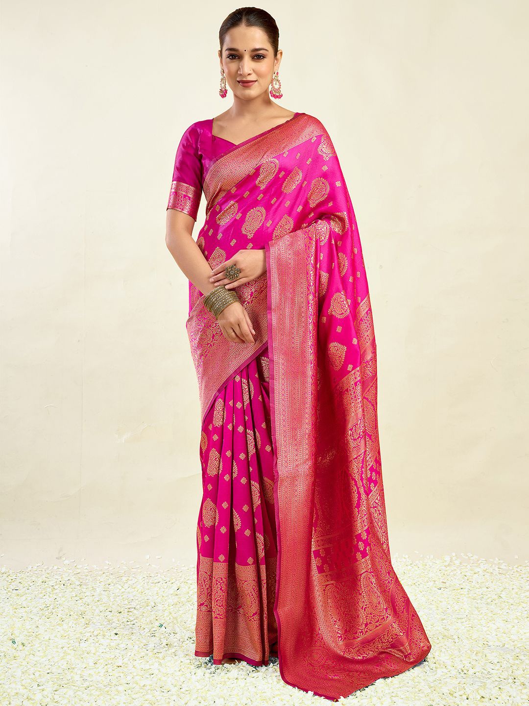 

KALINI Woven Design Zari Banarasi Saree, Pink