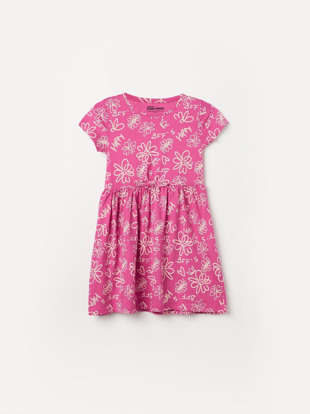 

Fame Forever by Lifestyle Girls Cotton Floral Printed Fit & Flare Dress, Pink